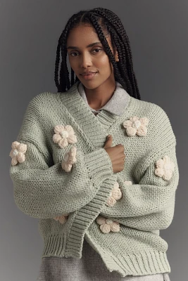 The Susannah 3D Flower Cardigan Sweater