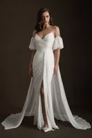 Watters Lupine Strapless Sweetheart Mesh Sheath Wedding Gown