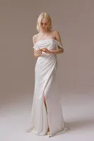 Willowby by Watters Lia Asymmetrical Ruched Silk Wedding Gown