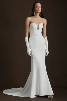 Besa Brie Strapless Sweetheart Crepe Wedding Gown
