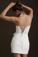 V. Chapman Nigella Corset Side-Wrap Lace Mini Dress