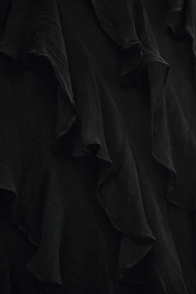 BHLDN Jia Bias-Cut Ruffled V-Neck Gown