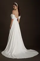 Savannah Miller Delilah Off-Shoulder Satin Wrap Wedding Gown