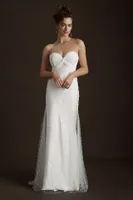 Savannah Miller Angeline Strapless Pearl Overlay Wedding Gown