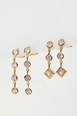 Set of Two Delicate Linear Drop Earrings