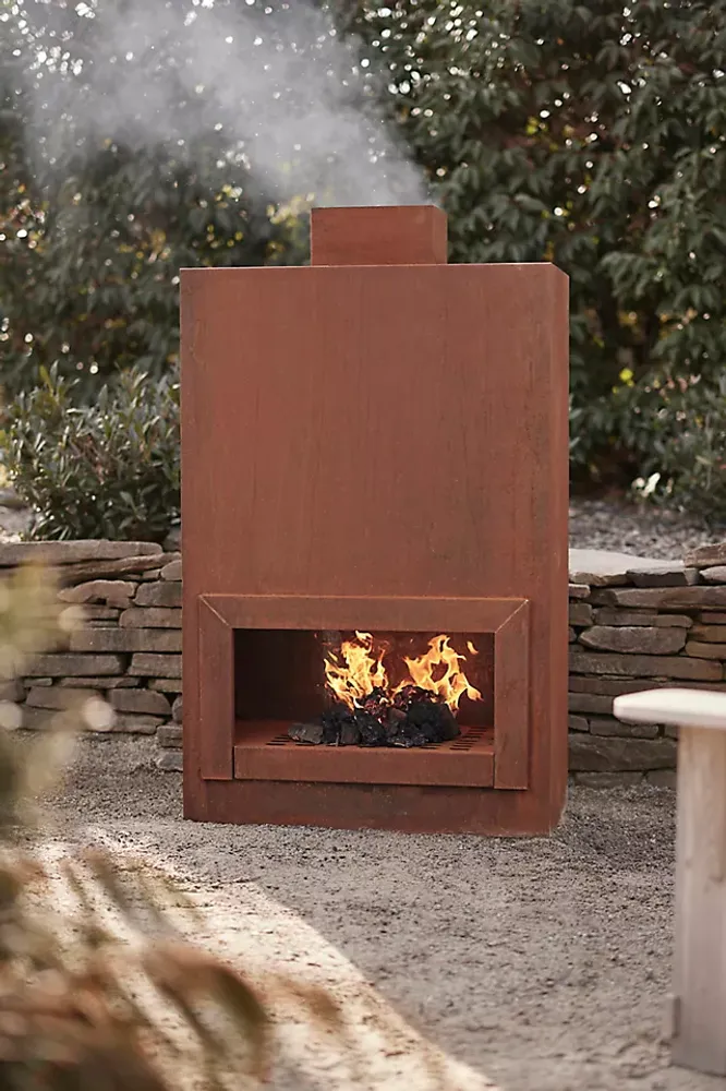 Weathering Steel Planed Outdoor Fireplace