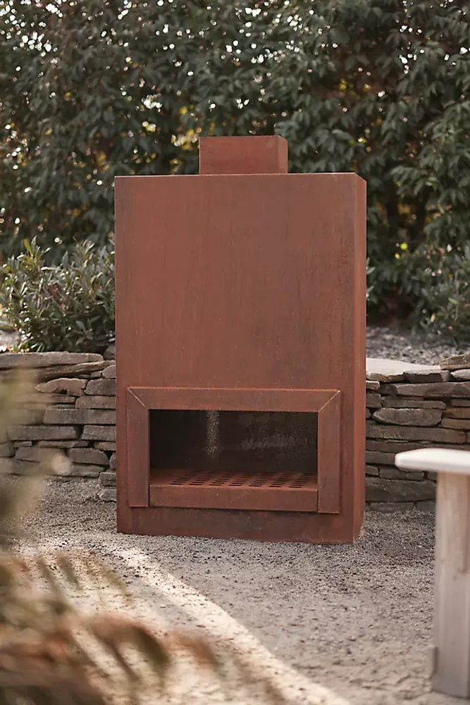 Weathering Steel Planed Outdoor Fireplace