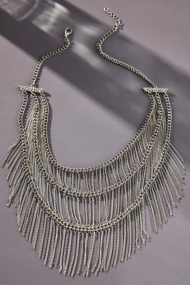 Anthropologie Silver Monogram Chain Necklace