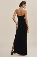 Jenny Yoo Cassandra Strapless Stretch Velvet Gown