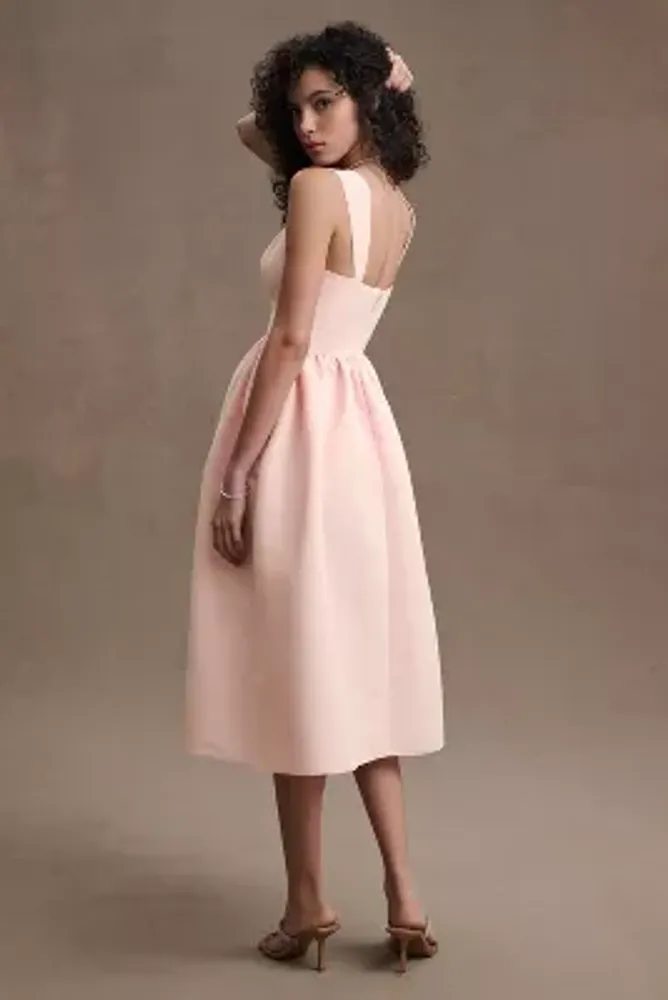 BHLDN Blaine Square-Neck Taffeta A-Line Midi Dress