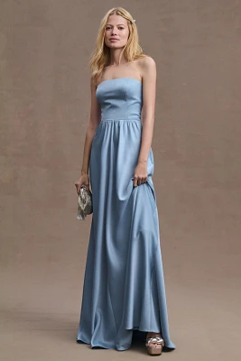 BHLDN Elsie Straight-Neck Satin A-Line Gown