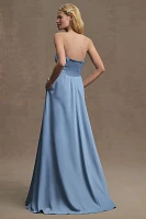 BHLDN Elsie Straight-Neck Satin A-Line Gown