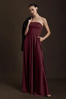 BHLDN Elsie Straight-Neck Satin A-Line Gown