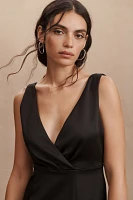 BHLDN Piper V-Neck Side-Slit Satin Gown