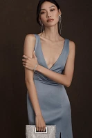 BHLDN Piper V-Neck Side-Slit Satin Gown