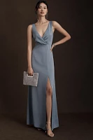 BHLDN Piper V-Neck Side-Slit Satin Gown