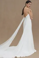 Jenny Yoo Cami Stretch-Crepe Fit & Flare Wedding Gown