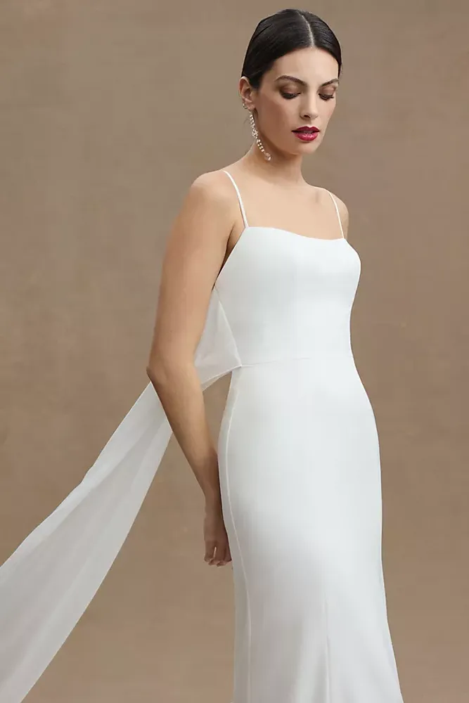 Jenny Yoo Cami Stretch-Crepe Fit & Flare Wedding Gown