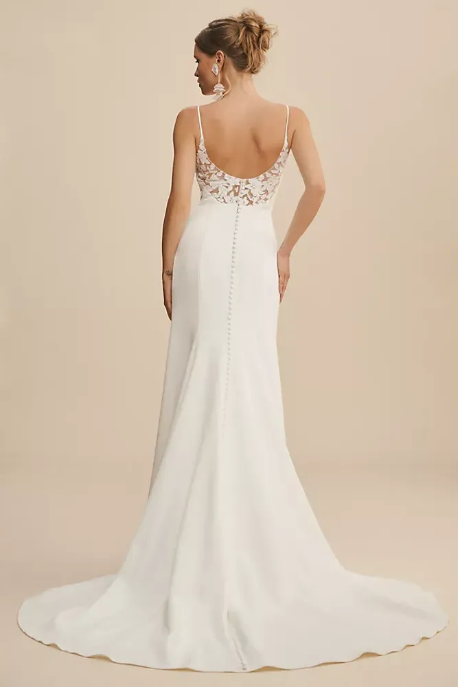 Jenny by Yoo Caleb Matte Crepe Fit & Flare Wedding Gown