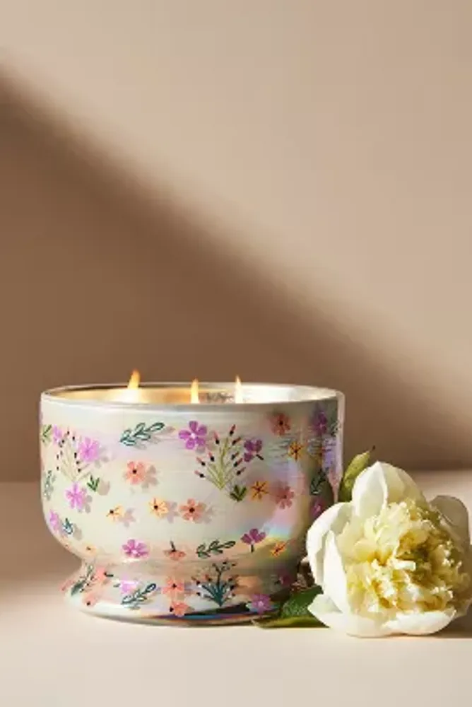 Handpainted Floral Candle