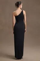 BHLDN Chloe One-Shoulder Side-Slit Georgette Gown