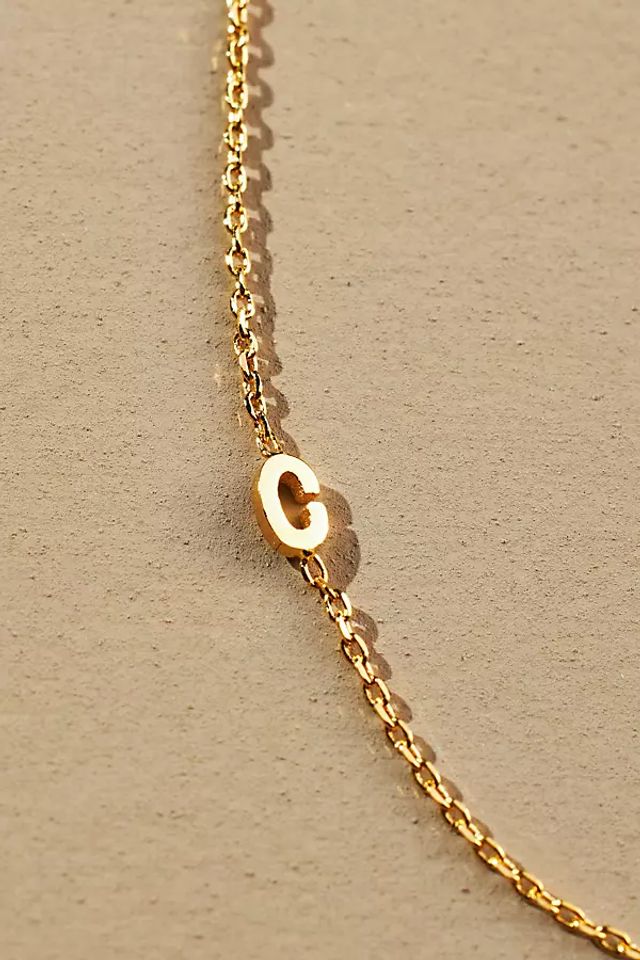 Gold Initial Letter Necklace in Matte Finish