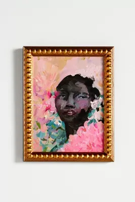 Woman With Pink Flowers Wall Art