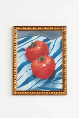 Tomatoes on Blue Stripes Wall Art