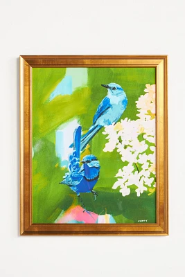 Myra and Bonnie Blue Birds Painting Wall Art