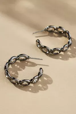 Small Oval Pavé Hoop Earrings