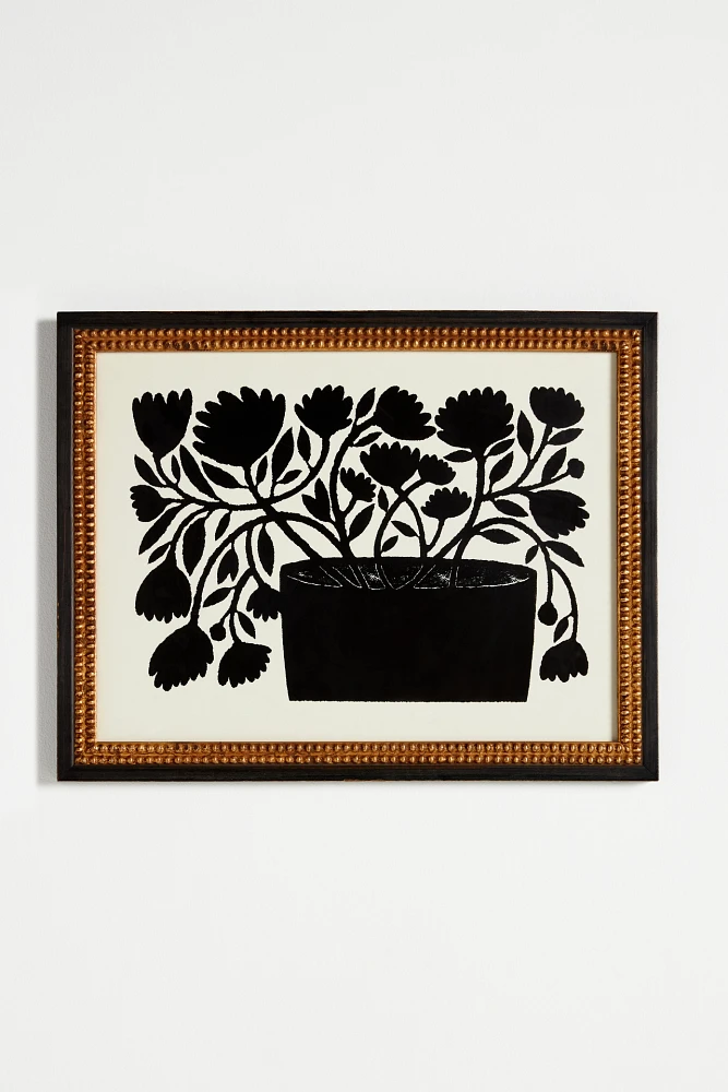 Flowing Black Floral Wall Art