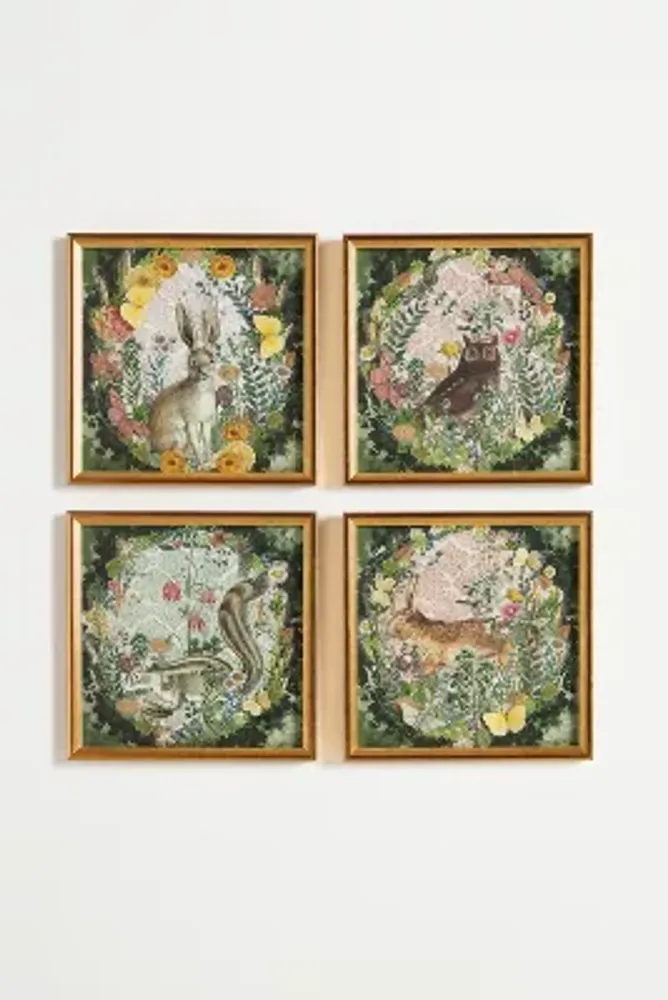 Forest Critters Quadriptych Wall Art