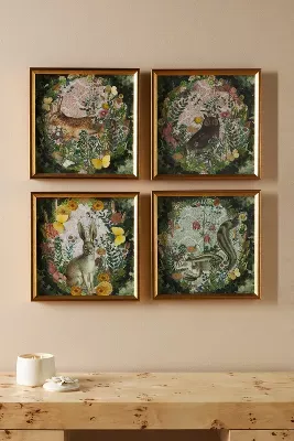 Forest Critters Quadriptych Wall Art