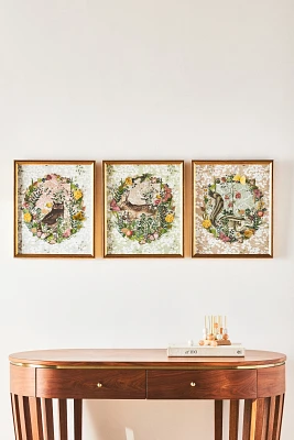 Critters in the Garden Triptych Wall Art