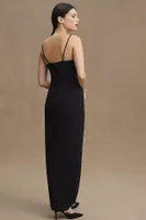 BHLDN Lyra V-Neck Faux-Wrap Stretch Crepe Midi Dress