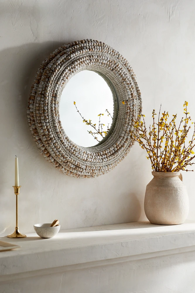 Beaded Round Wall Mirror