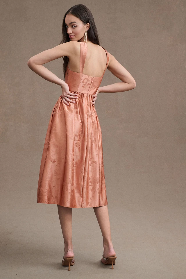 bhldn appliqué square neck fit & flare midi dress SheBird main image 0
