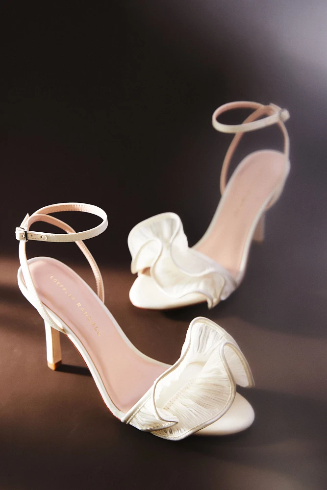 Loeffler Randall Estella Pleated Ruffle Heeled Sandals