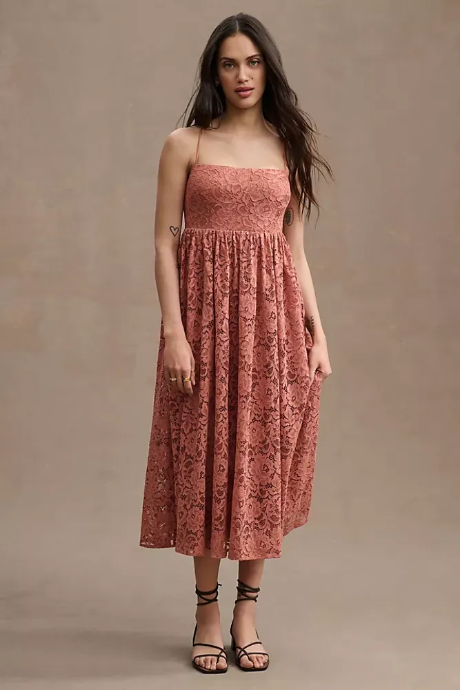 BHLDN Zoe Open-Back Lace Midi Dress