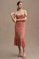 BHLDN Phoebe Off-Shoulder Lace Midi Dress