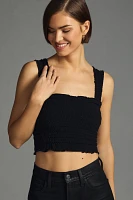 The Regan Seamless Smocked Square-Neck Tank