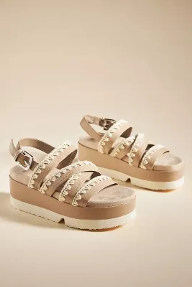 Japanese Flatform Sandal - Criss Cross Upper - ivory & birch