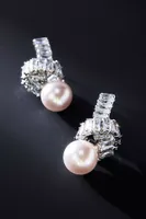 Gemelli Pearl & Rhinestone Twist Earrings