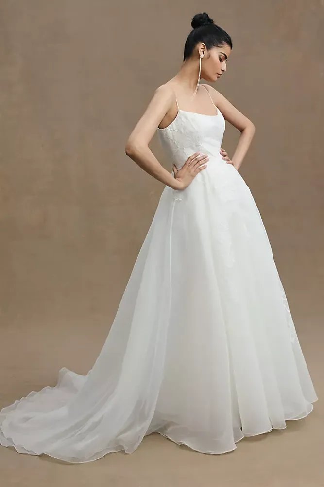 Jenny Yoo Abernathy Organza A-Line Ball Skirt Wedding Gown