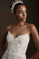 Watters Alessandra Corset Open-Back Lace Wedding Gown