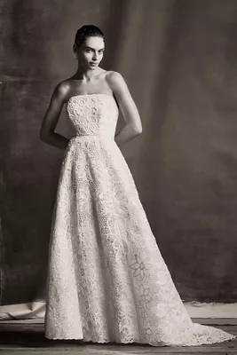 BHLDN Alanna Floral Lace Strapless Wedding Ballgown