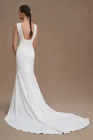 Wtoo by Watters Chloe Sleeveless Plunge Crepe Column Wedding Gown