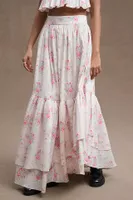 Maison Amory Floral Tiered High-Low Ballgown Skirt