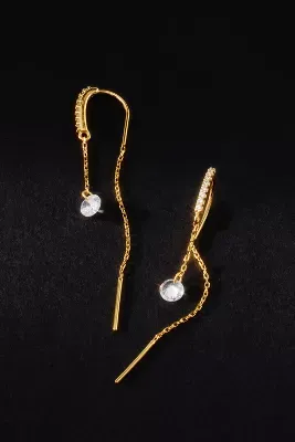 14k Gold Threaded Crystal Earrings