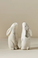 Marble Rabbit Bookends